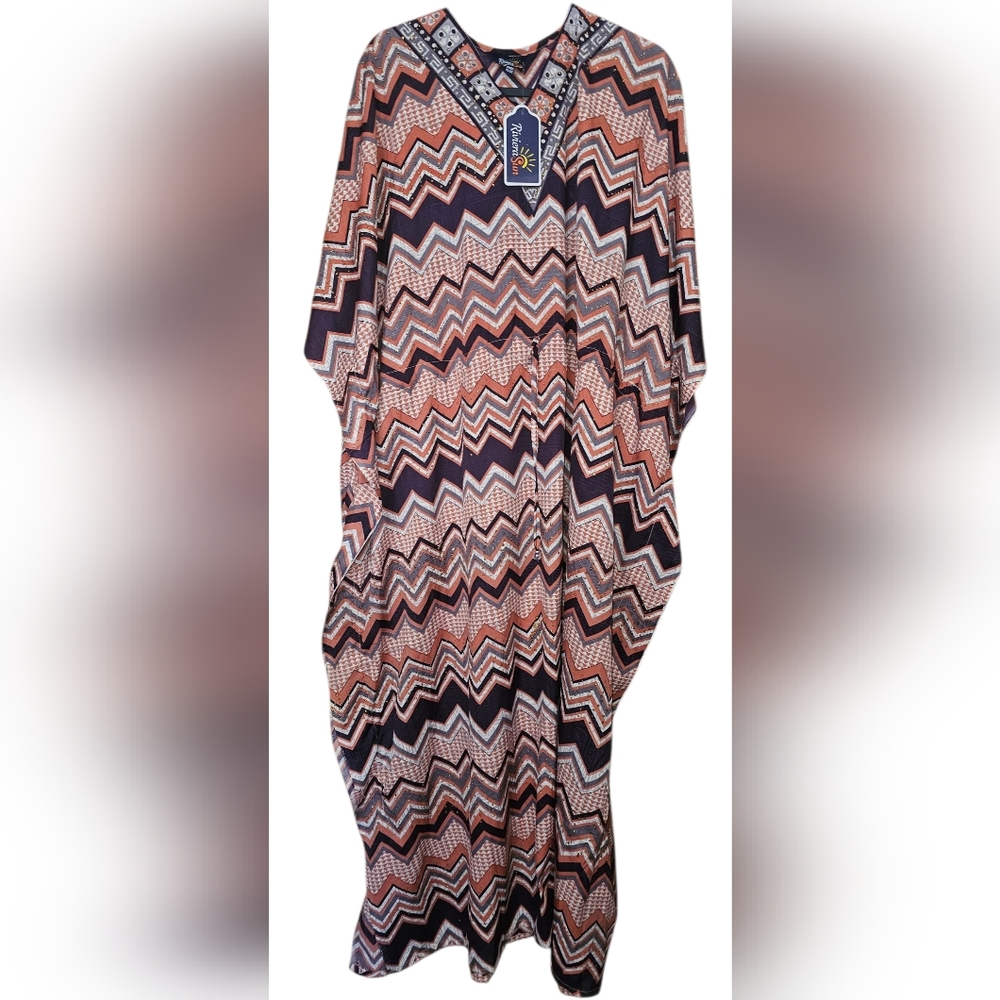 MELLODAY Zigzag Patterned Dress in Black and Brown
